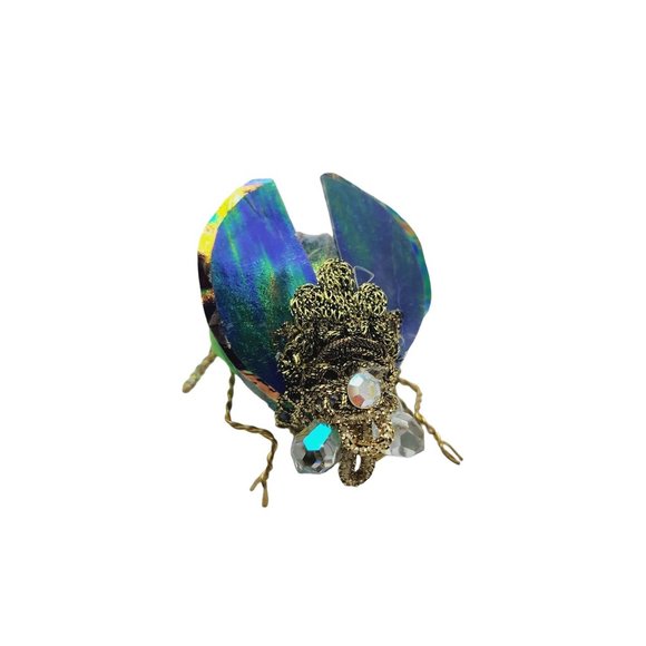Unusual Vintage Dimensional Hand Done Wire Fabric Bug/Bee Brooch (A2201) - Picture 3 of 6